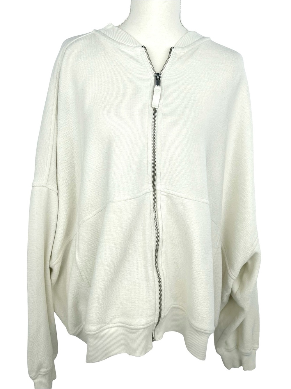 Aerie Always & Forever Real Oversized Zip Sweatshirt Ivory XL
